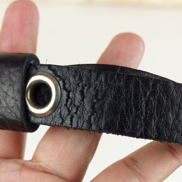 Black Pebbled Genuine Leather Grommet Belt Size 34 Narrow Punk Goth Y2K Rock Emo main image 12